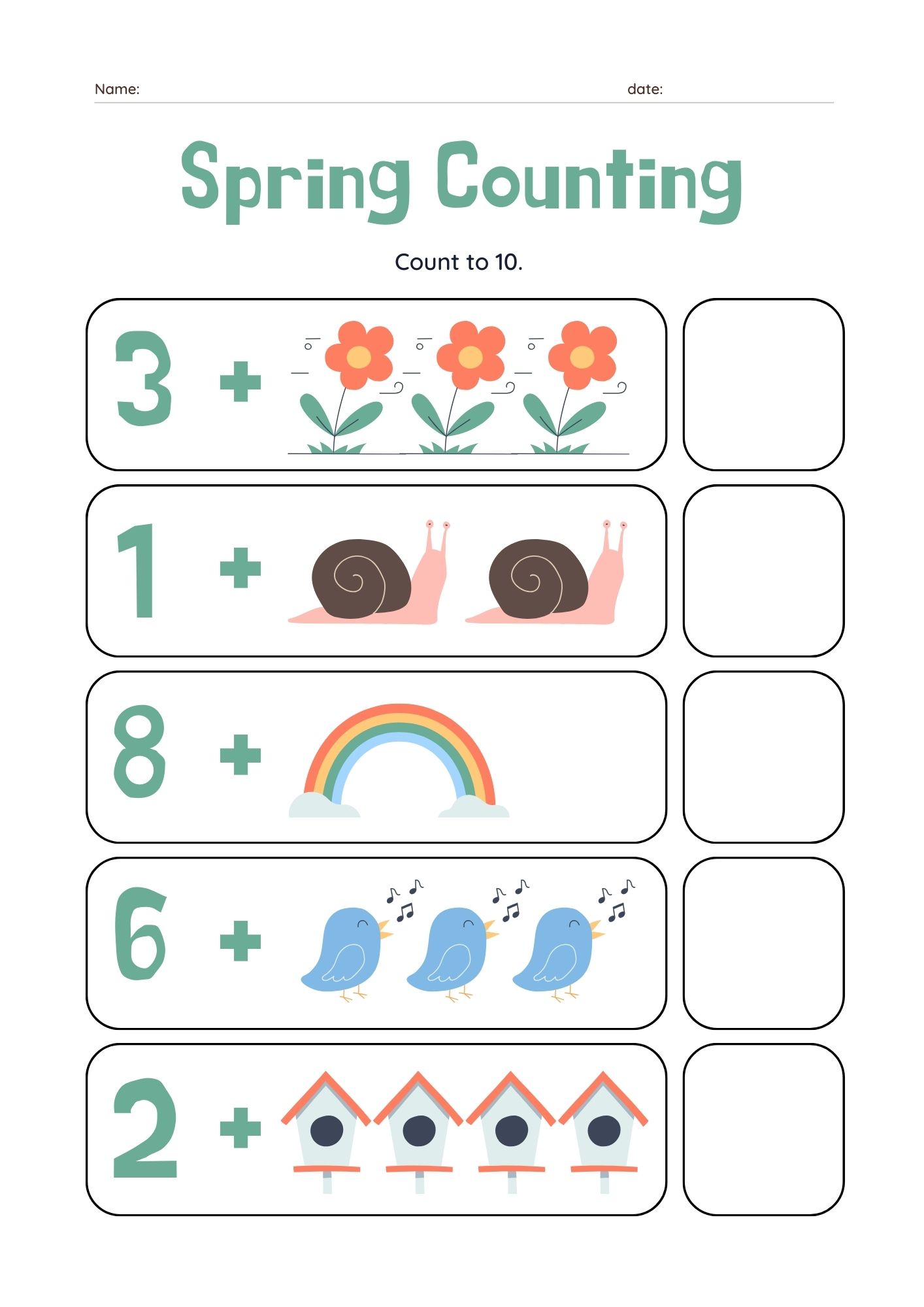 _Spring Counting Worksheet in Colorful Illustrative Style